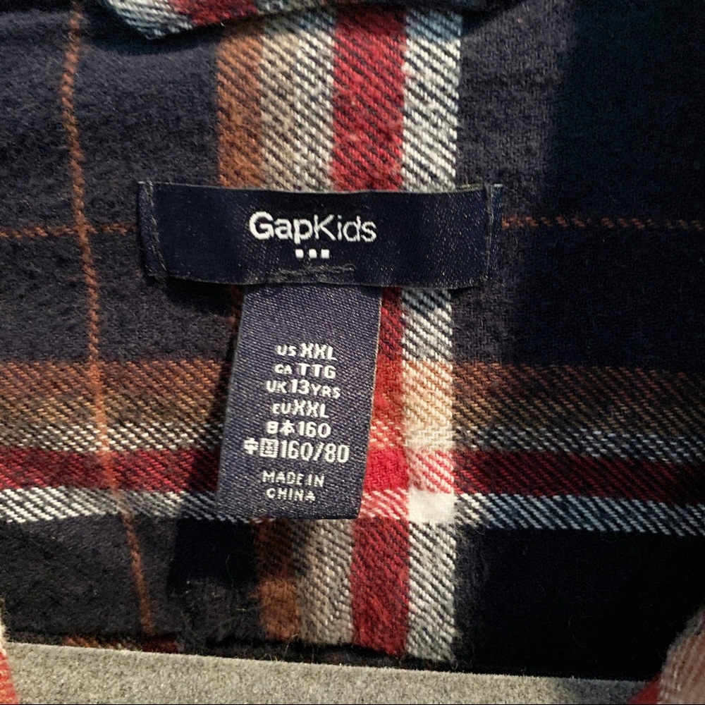 Gap kids boys XXL plaid flannel with elbow patches - Picture 6 of 7